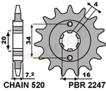 Pignone anteriore in acciaio PBR 2247 13Z misura 520 JTF1903-13 - 22471318NC