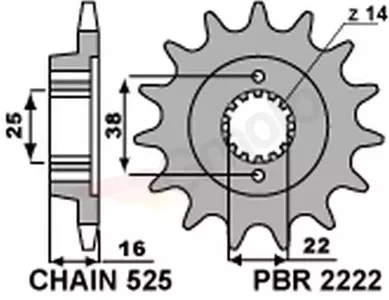Přední ocelové řetězové kolo PBR 2222 14Z velikost 525 JTF740-14 - 22221418NC