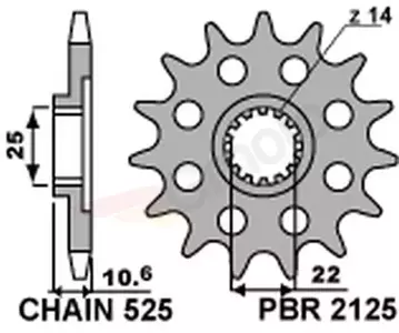 Ritzel PBR Stahlkettenrad vorne  2125 15Z Größe 525 MV Augusta 910/920/989/990/1000 - 21251518NC