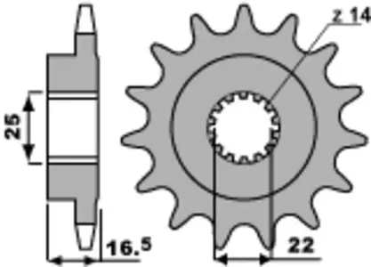 Främre kedjehjul i stål PBR 2114 14Z storlek 525 JTF741-14-2