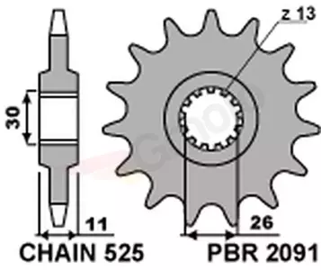 Främre kedjehjul i stål PBR 2091 15Z storlek 525 JTF1591-15 - 20911518NC