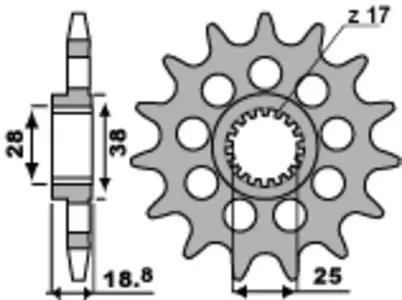 Ritzel PBR Stahlkettenrad vorne  2078 14Z Größe 525 JTF704-14-2