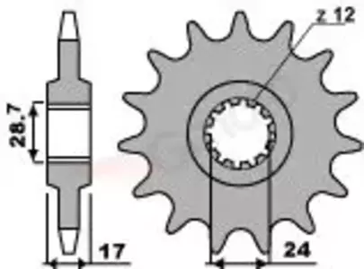 Pignone anteriore in acciaio PBR 2073 14Z misura 525 JTF1371-14 - 20731418NC