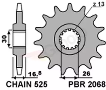 PBR 2068 16Z pignone anteriore in acciaio misura 525 JTF1370-16 - 20681618NC