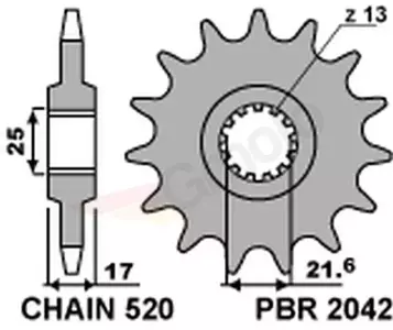 PBR 2042 16Z ocelové přední řetězové kolo velikost 520 JTF1381-16-1