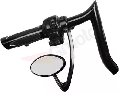 "Chopper Cruiser Cat-Eye Curvaceous Hanger Stemas kairysis veidrodis juodas "Arlen Ness-2