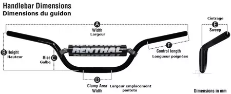 Τιμόνι Renthal 790 7/8 ιντσών 22mm MX χαμηλό ασημί-2