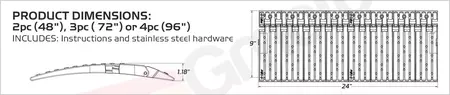 Conjunto de corrediças de borda Caliber 61 cm Dobradiça preta 2 PC 48-5