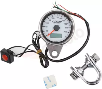 Drag Specialties elektronischer Tachometer 2,37 Zoll weißes Zifferblatt - 21-6895AWDS