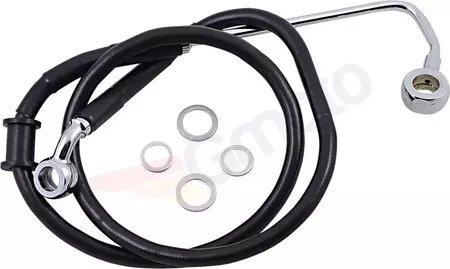 Drag Specialties stålflettede bremseledninger foran sort forlænget med 5 cm - 618302-2BLK