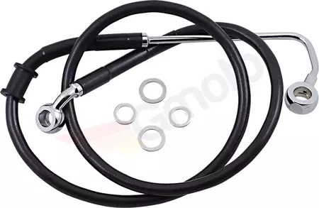 Drag Specialties stålflettede bremseledninger foran sort forlænget med 15 cm - 618302-6BLK