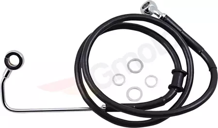 Drag Specialties stålflettede bremseslanger foran sort forlænget med 20 cm - 618302-8BLK