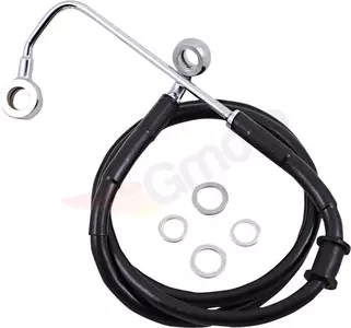 Drag Specialties stålflettede bremseslanger foran sort forlænget med 25 cm - 618302-10BLK