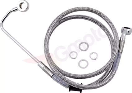 Drag Specialties stålflettede bremseslanger foran, transparent forlænget med 25 cm - 618302-10