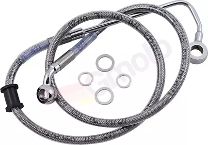 Drag Specialties stålflettede bremseslanger foran, transparent forlænget med 10 cm - 618302-4