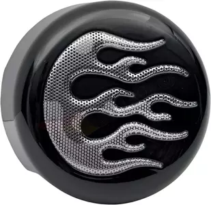Drag Specialties Signal Horn Cover Black 117.5mm Flame - 76705F