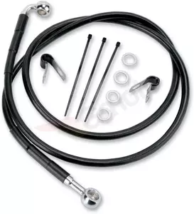 Drag Specialties stålflettede bremseledninger foran sort forlænget med 5 cm - 640115-2BLK