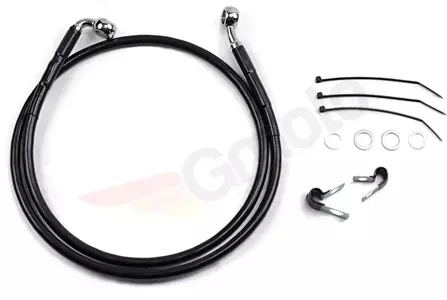 Drag Specialties Stahlflex-Bremsleitungen vorne schwarz um 10 cm verlängert - 640112-4BLK