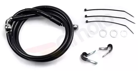 Drag Specialties Stahlflex-Bremsleitungen vorne schwarz um 15 cm verlängert - 640112-6BLK