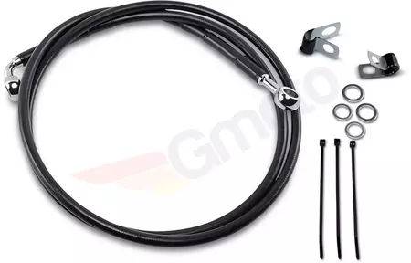 Drag Specialties stålflettede bremseslanger foran sort forlænget med 20 cm - 640115-8BLK