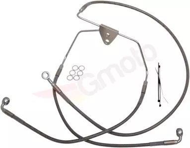 Drag Specialties stålflettede bremseslanger foran, transparent forlænget med 25 cm - 620085-10
