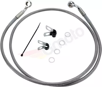 Drag Specialties stålflettede bremseslanger foran, transparent forlænget med 25 cm - 660313-10