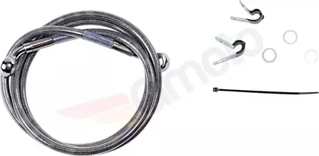 Drag Specialties stålflettede bremseslanger foran, transparent forlænget med 25 cm - 660310-10