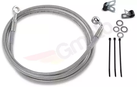 Drag Specialties stålflettede bremseslanger foran, transparent forlænget med 25 cm - 640115-10