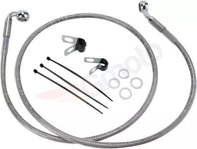 Drag Specialties staalomvlochten remslangen voor, transparant verlengd met 25 cm - 640112-10