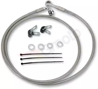 Drag Specialties stålflettede bremseslanger foran, transparent forlænget med 5 cm - 640115-2