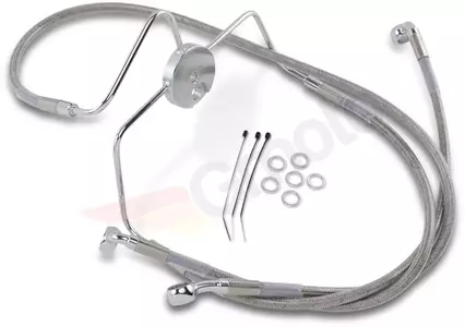 Drag Specialties stålflettede bremseslanger foran, transparent forlænget med 10 cm - 644410-4