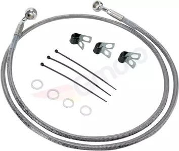 Drag Specialties staalomvlochten remslangen voor, transparant verlengd met 10 cm - 660214-4
