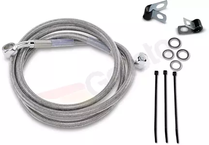 Drag Specialties staalomvlochten remslangen voor, transparant verlengd met 10 cm - 640210-4