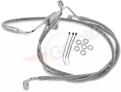 Drag Specialties stålflettede bremseslanger foran, transparent forlænget med 15 cm - 660411-6