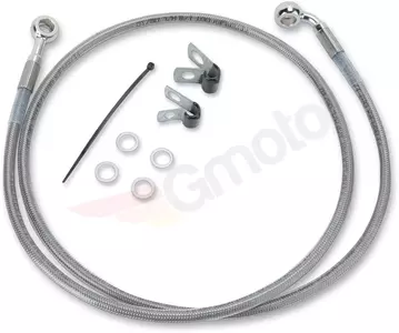 Drag Specialties staalomvlochten remslangen voor, transparant verlengd met 15 cm - 640210-6