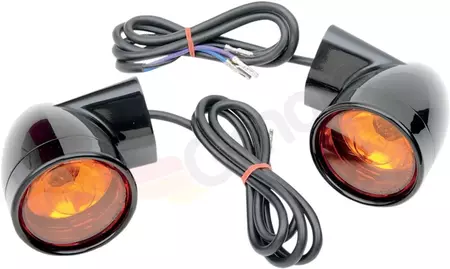 Drag Specialties zwarte voorste richtingaanwijzers oranje diffusers 2 stuks.-1