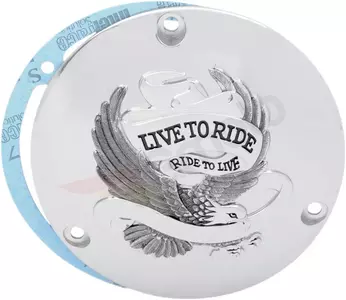 "Drag Specialties" chromuotas "Live To Ride" 3 skylučių sankabos dangtelis - 33-0010CA
