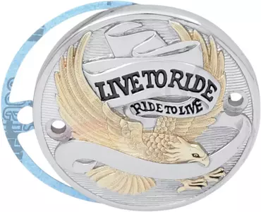Drag Specialties krom/guld Live To Ride-tændingsafbryderdæksel - 30-0152CA
