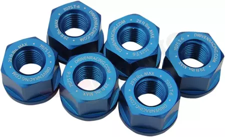 Conjunto de porcas de roda dentada Driven Racing 10 mm Hex 6 peças azul anodizado - DSNBL