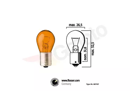 Lamp 12V 21W Flosser BA15s amber 10 stuks - 667107