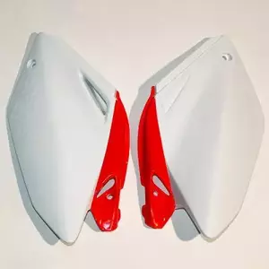 Jeu de caches latéraux arrière en plastique UFO Honda CRF 250R 04-05 OEM (blanc rouge) - HO03635W