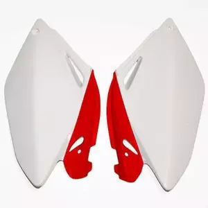 Komplet plastikowych osłon bocznych tylnych UFO Honda CRF 250R 06-09 OEM (białe czerwone) - HO04606W