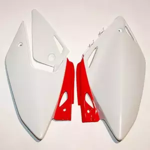 Juego de tapas laterales traseras de plástico UFO Honda CRF 250X 04-17 OEM (blanco rojo) - HO03647W