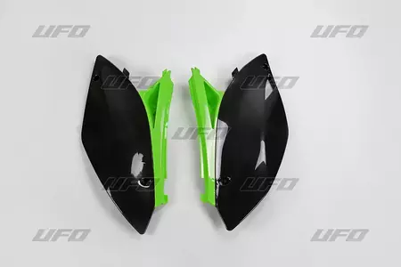 Jeu de caches latéraux arrière UFO en plastique Kawasaki KXF 250 09-12 OEM (noir vert) - KA04706999