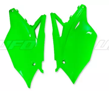Komplet plastikowych osłon bocznych tylnych UFO Kawasaki KXF 250 17-19 KXF 450 16-18 zielone Fluo - KA04737AFLU