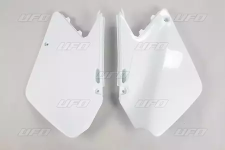 Комплект пластмасови задни странични капаци UFO Suzuki RM 125 250 01-02 бели - SU03988041