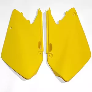 UFO Suzuki RM 125 250 01-02 sárga műanyag hátsó oldalsó burkolatok készlete - SU03988102