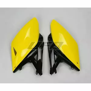 Sada plastových zadných bočných krytov UFO Suzuki RMZ 250 10-18 žltá čierna (OEM pre ročníky 14-16)-1