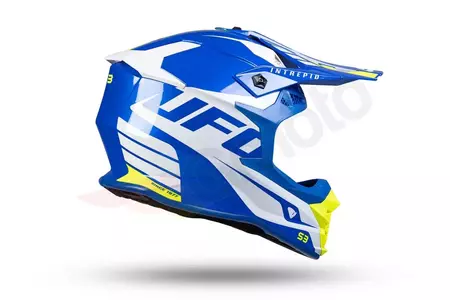UFO Interpid moto cross enduro casco blanco azul amarillo fluo M-4