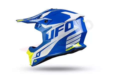 Capacete UFO Interpid para motociclismo de cross enduro branco azul amarelo fluo S-3